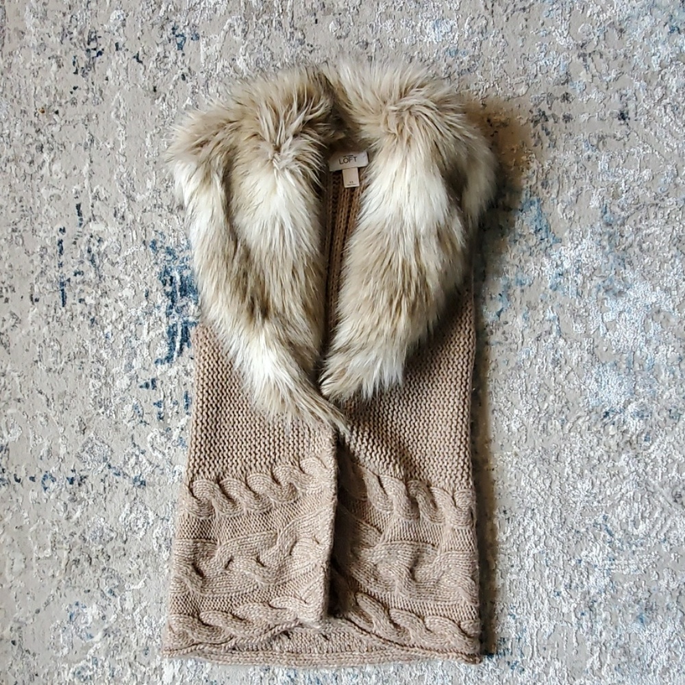 Loft Faux Fur Knit Vest